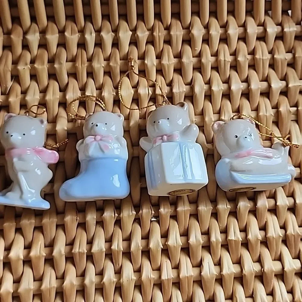 Vintage Russ Pastel Bear Ornaments Set Of 4